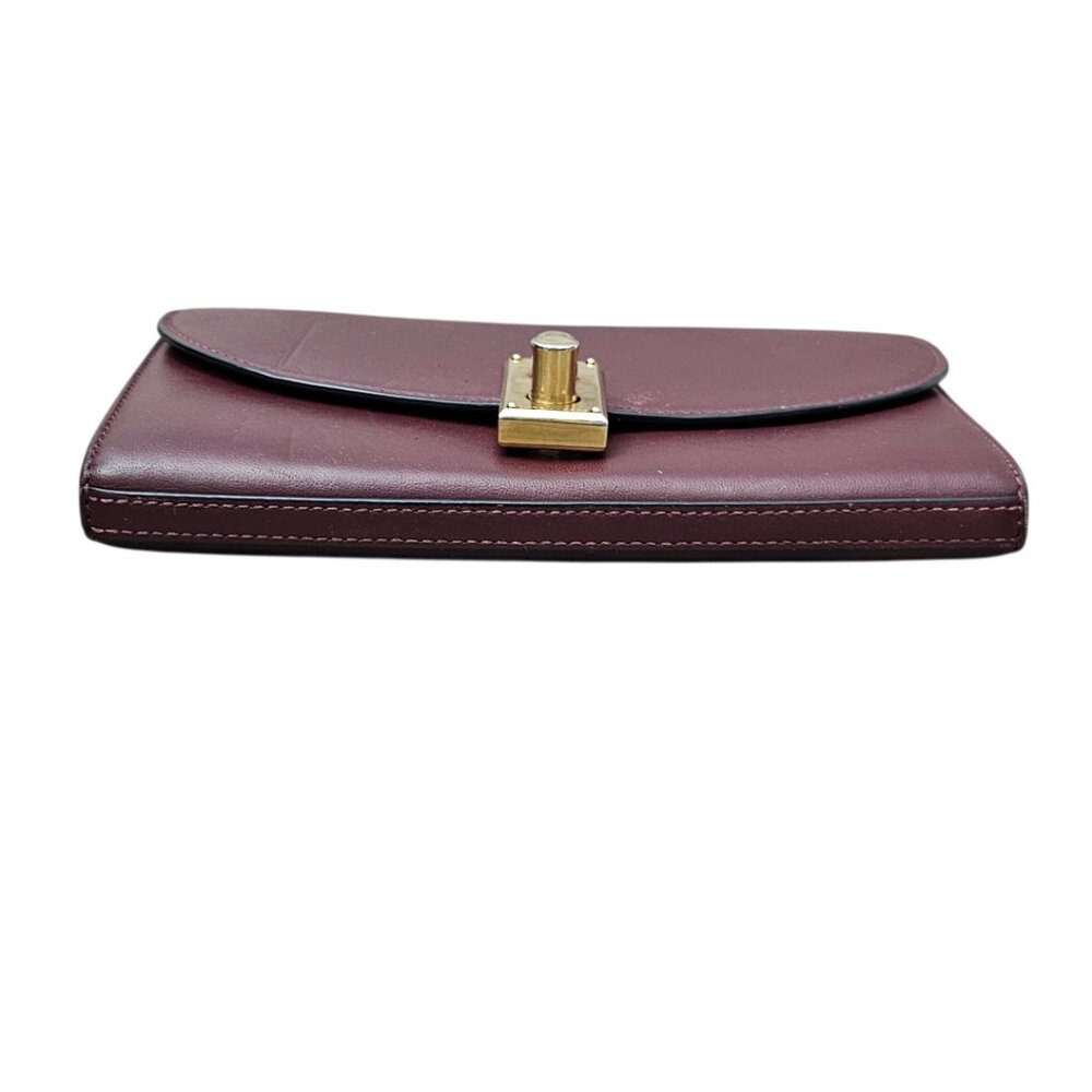 Marc Jacobs West End Gilded Turnlock Flap Leather Long Maroon Wallet Rare - Picture 8 of 16